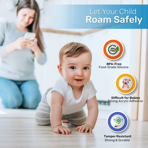Rock Solid Table Corner Protectors And Clear Edge Guards For Baby Proofing Furniture Safety With Heavy Duty Tape to keep babies safe crawling.