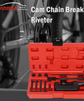 13-piece motorcycle chain breaker and riveter toolkit in red plastic case by Winmax