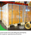 Pallets secured with CEP-48 V-Board Reinforced Cardboard Edge Protector Heavy-Duty 2 In x 2 In x 48 In White Kraft for shipping