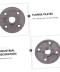 Top and bottom view of 4 Pack Malleable Cast Iron Floor Flange Pipe Fittings for DIY Industrial Shelving and Vintage Furniture Decor