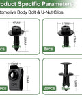 Product size guide for 52 Piece Engine Under Cover Splash Shield Bolt Kit With U Nut Clips And Fender Liner Clips For Most Vehicles