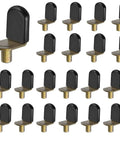 Glass Shelf Pegs In Bronze Tone Antique Bronze Finish For Cabinets Closets And Bookcases Bracket Style Pegs With Rubber Sleeve Six Millimeter One Quarter Inch Size Includes Thirty Pack displayed against white background