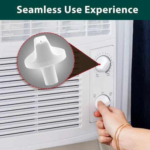 Air Conditioner Control Knob Replacement For WJ12X24802 White Plastic Knob 2 Pack Fits GE Hotpoint AHV05LYW1 shown on unit