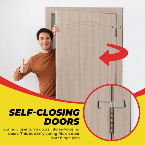 Self Closing Door Closer Kit For Interior Doors Fits Most Hinge Pins 4 Pack With Vinyl Sleeves Prevents Scratches No Sweat Install Without Removing Hinge Chrome Finish Keeps Doors Quiet