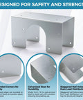 Image showing a stud shoe made of 16-gauge galvanized steel, 6.25 inch height, 3 inch width, for double 2X studs, fits pipes up to 2 3/8 inch OD.
