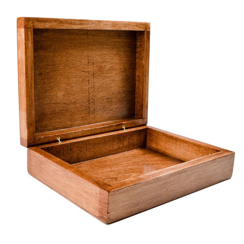 Open wooden box showing Hidden Brass Barrel Hinges Set 4 Pack 10mm Concealed Furniture Hinges With 180 Degree Opening