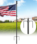 Beefy Heavy Duty Ground Flag Pole Kit 8.5 Feet Tangle Free Inground Flagpole With Windproof Prong