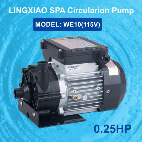 Premium Sweet Plug And Play Hot Tub Circulation Pump, Heavy Duty 0.25HP Spa Replacement Motor 115V, side view with water background