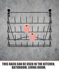 Kick Your Countertop Chaos Out The Door With These Straight Sturdy Metal Wall Racks Featuring Hella Spacious Bottle Display Shelves For Kitchen Bathroom Decor And Space Saving Storage. Black metal wall rack displaying yarn.