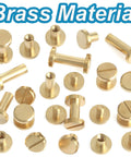 Hella Tough Solid Brass Chicago Screws And Leather Rivet Studs Kit Featuring Slick Plated Finish And 8mm Heads on a white background.