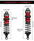 4Pcs Front And Rear RC Car Shocks Damper Assembly Set For 1 By 10 Scale RC Trucks 2WD And 4X4 Fits Slash Rustler Stampede Hoss VXL Black Red Replacement Parts Built To Last, featuring dimensions and replacement part number 5862.