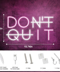Dont Quit Neon Sign Do It LED Neon Light For Wall Decor USB Powered Adjustable Mood Lighting, 9.05x15.74in, Pink White Acrylic