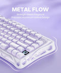 Compact 75 Percent Wireless Mechanical Gaming Keyboard Featuring Premium Aluminum Chassis And Adjustable RGB Lighting with elegant purple keycaps.