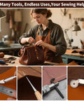 Leather Sewing Kit With Waxed Thread, Needles, Awls And Hand Stitching Tools For DIY Leather Projects, A Dope Gift For Adults