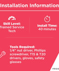 Installation information for Drive Motor For Dishwashers 154843901 Replacement Part OEM Quality with tools and time
