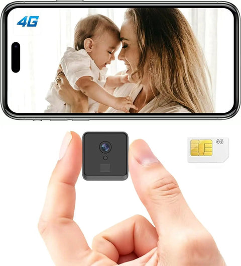 4K Security Camera With 4G SIM Card No WiFi Needed Portable Nanny Cam Style with app viewing on smartphone, small camera size