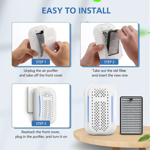 Steps to replace Replacement HEPA Carbon Filter For DSTx Mini Personal Portable Air Purifier in 3 easy steps