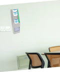 Heavy Duty Material Card Holder Rack For Office Document Organization, grey wall-mounted holder with time cards.