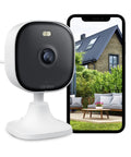 Outdoor And Indoor Security Camera With Spotlight And 1080P WiFi Surveillance Color Night Vision AI Human Detection shown with phone app