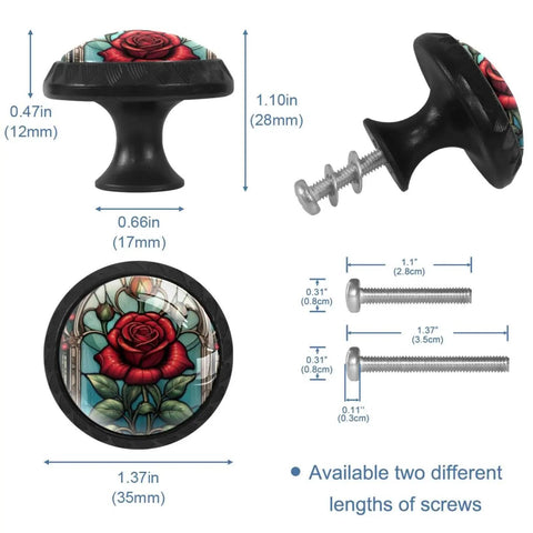 4 Pack 35Mm Cabinet Knobs In Retro Rose Black Round Single Hole Drawer Pulls For Kitchen Cabinets And Dressers Easy Install