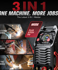 135A MIG Welder 110V With Large LED Display Three In One Flux Core Welder Lift TIG And Stick modes visual guide