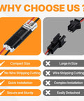 Plug In Wire Connectors With Locking Buckle Two Pin Double Wire Connector No Stripping Solderless For Low Voltage LED Strip Lights