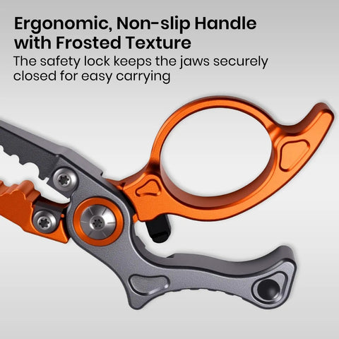 Micro Pocket Pliers With Zinger Retractor For Saltwater Fishing Aluminum Hook Remover With Tungsten Braided Line Cutter handle close-up