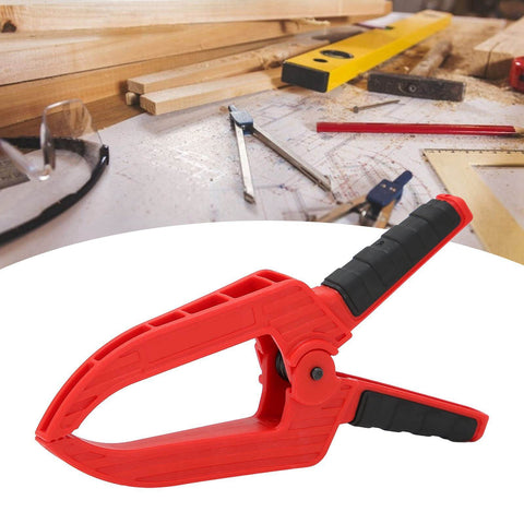 Grippy Woodworking Spring Clamp With Long Flat Nose For Precise Glue Ups And Fixture Work Plastic Handle Heavy Duty Metal Spring 3 Inch Opening Deep Jaw Reach 110mm Length 75mm Jaw Depth Red.