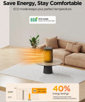 Portable Electric Space Heater With Remote Thermostat 70 Degree Oscillation Digital Display 12 Hour Timer 1500W PTC Ceramic Cozy Up Quick Heat For Office Bedroom Home Desk Indoor Use on table in modern living room