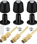 Matte Black Shower Knob 3 Piece Replacement Kit With Stems And Flange Base For 3 Handle Tub And Shower Faucets, Leak Fix