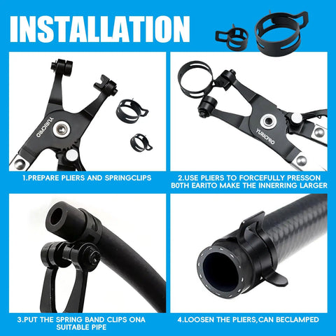 Installation steps for 130-Piece Spring Band Hose Clamp Kit With Pliers For 6-25mm Clamps Range Ideal For Fuel Lines Radiator Silicone Vacuum Hoses Water Pipes Constant Tension Clamps Great For DIY Auto Maintenance And Repairs
