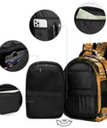 Wild Rock Tiger Printed Backpack for Men and Women, Large Capacity Daypack open to show organization pockets and durable polyester