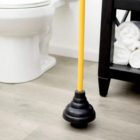 Heavy Duty Drain Plunger With Double Thrust Rubber Cup And Wood Flange For Toilets Sinks Tubs And Showers Long 26 Inch Handle