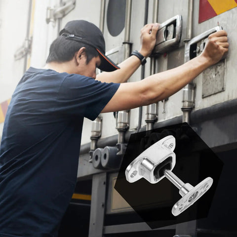 Heavy Duty Van Door Holder And Trailer Door Retainer Catch For Commercial Trucks shown on truck door