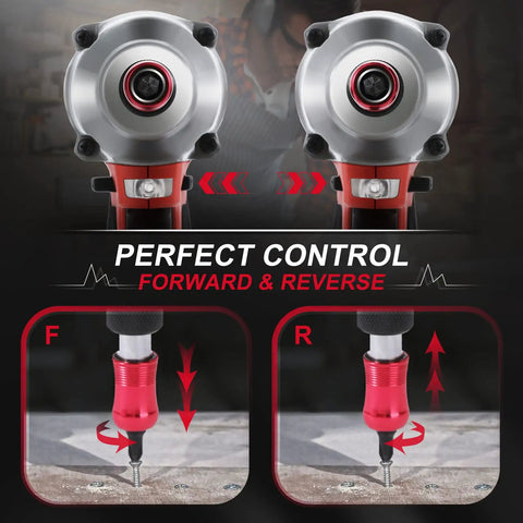 Forward and reverse control feature of Beast Of A 20V Max Brushless Cordless Impact Driver Kit With 1600 InLb Torque