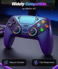 RGB Wireless Controller for PS5 and PC, Bluetooth Gamepad With Turbo, Macro, Dual Vibration, 6 Axis Motion, 3.5mm Audio Jack and 1000mAh Battery, Quick Connect and Plug and Play Across Platforms, RGB wireless gamepad on desk