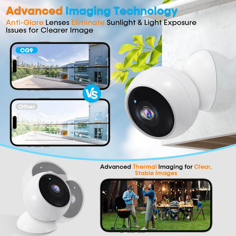 Front view of 2 Pack Wireless Outdoor Security Cameras With Magnetic Mounts No Drill Setup Hassle Free Indoor Use Smart 2K WiFi Long Battery Life AI Motion Detection For Home Security, showing camera installed on wall.