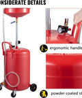Heavy Duty 20 Gallon Waste Oil Drain Tank With Air Operated Drainer showing ergonomic handle and powder-coated steel