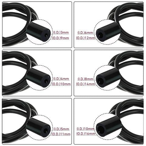 High Performance Silicone Vacuum Hose Kit With Six Sizes From 1/8 To 3/8 Inch 5 Feet Each Automotive Vacuum Tubing Set Includes Tube Cutter Black Durable Hoses For Air And Water