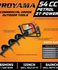 54cc Gas Powered Earth Auger Post Hole Digger With 2 Cycle Engine EPA Certified Easy Start Ergonomic Handle displayed