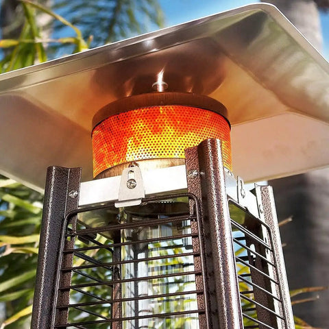 Pyramid Style Three Bolt Patio Heater Glass Tube Control Box Assembly For 47,000 BTU Units, top heater view