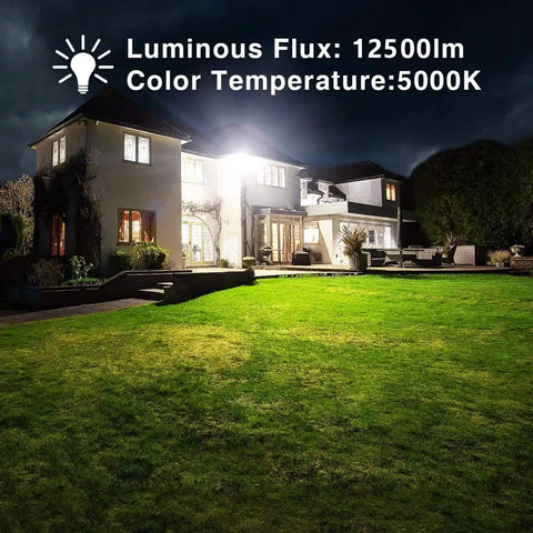 Three Pack 100W LED Flood Lights IP66 Waterproof Outdoor Security Lights 11500 Lumens 5000K Daylight White For Yard Garden Patio Playground Basketball Court All Weather Durable Aluminum Housing