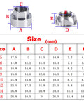 Size chart for Premium Anti Theft M8 Locking Nuts Security Kit In 304 Stainless Steel P1 25 For Mountain Bikes Cars Awnings.
