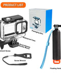 GoPro Hero 9 10 11 12 13 Waterproof Housing Case 60M Dive Shell With Floating Hand Grip And Mount Kit, packaging and tools.