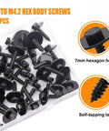 Pro Grade 50 Piece Steel Fender Liner Screw And U Nut Retainer Clip Kit For Engine Splash Shield Hex Head includes 25 black hex body screws.