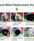 Seed wheel replacement steps for Handheld Seed And Fertilizer Spreader With Dual Buckets Easy Push Roller Seeding Tool