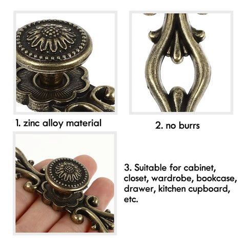 Antique Bronze Cabinet Pulls 6.88 Inch Zinc Alloy Wardrobe Drawer Handles Vintage Carved Hardware For Bedroom Dresser Kitchen Cupboard