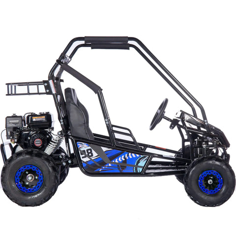 Mud XL 212cc Two Seat Go Kart With Full Suspension Blue Powerful 4 Stroke OHV Engine Rugged Off Road Build durable steel frame