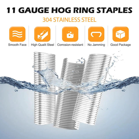 11 Gauge 304 Stainless Steel Hog Ring Staples With 1-3/4 Inch Crown submerged in water, showing corrosion resistance