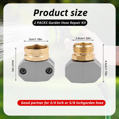 2 Pack Garden Hose Repair Kit With Hose End Mender Set Fits Three Quarter Inch And Five Eighth Inch Connectors